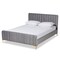Baxton Studio Nami Modern Glam and Luxe Light Grey Velvet Fabric and Gold Finished King Size Platform Bed 174-11183-Zoro - alternate 1